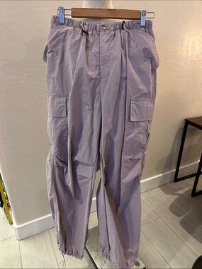 Light Lavender Cargo Joggers with Drawstring Waist